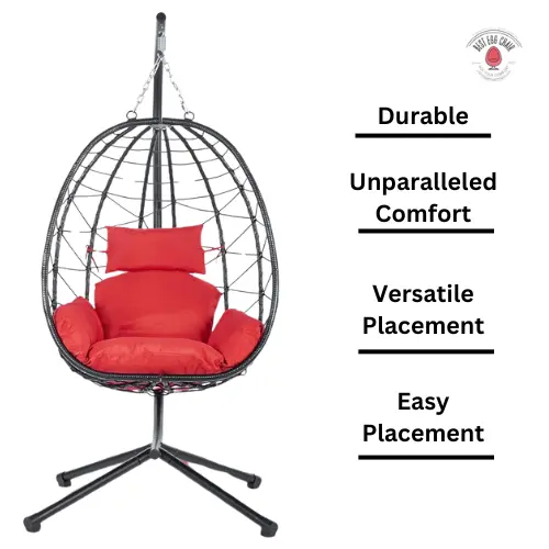 Black Rattan Swing Egg Chair with Stand