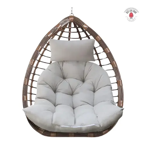 Grey Thicken Hanging Egg Chair Cushion with Headrest