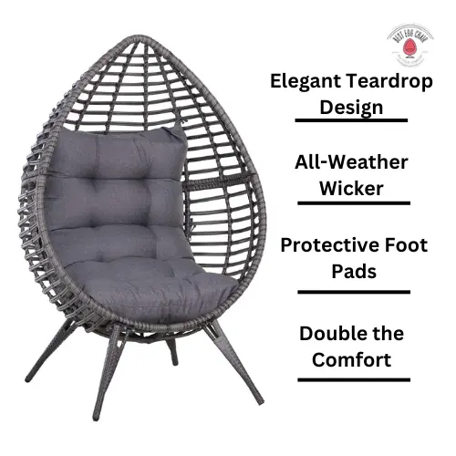 Outsunny Gray Wicker Egg Chair