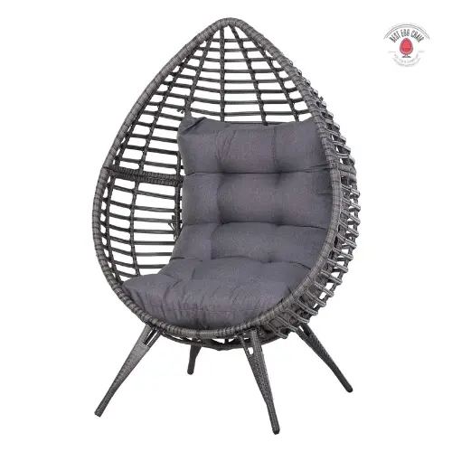 Outsunny Gray Wicker Egg Chair